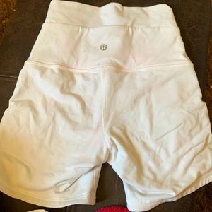 White Lululemon athletic shorts